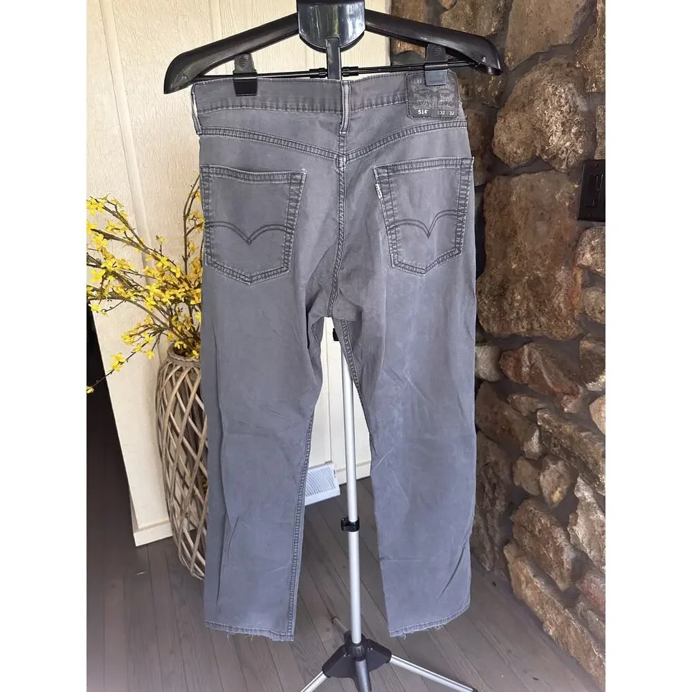 Levis 514 Jeans Mens 32x32 Black Denim Straight Leg Fit Charcoal Wash Stretch